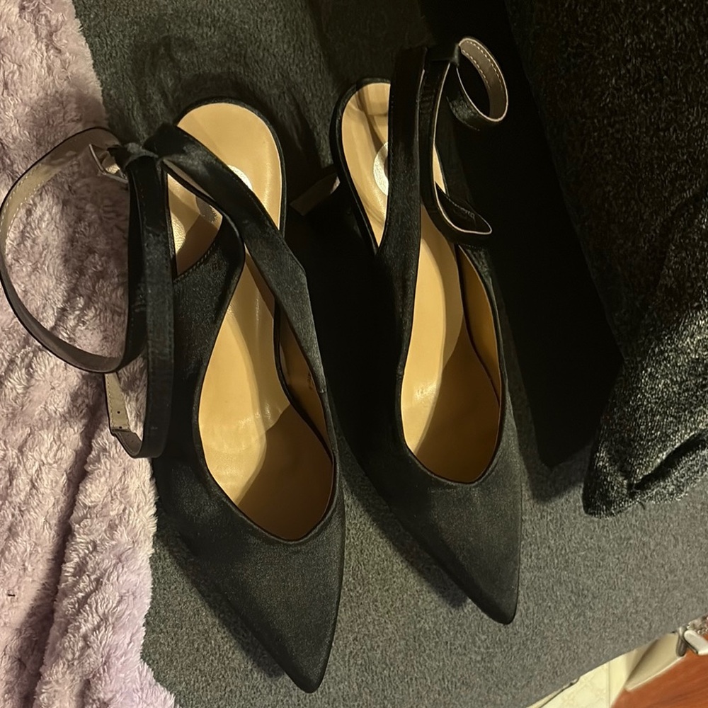 Zara Black Suede Heels with Ankle Ties